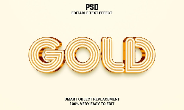 Efecto de estilo de texto 3d dorado PSD