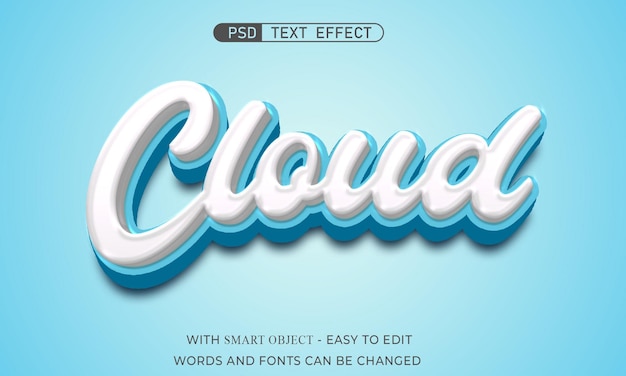 Efecto de estilo de texto 3d editable en la nube