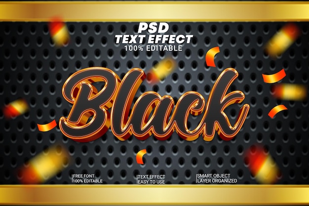 PSD efecto de estilo de texto 3d editable en psd negro