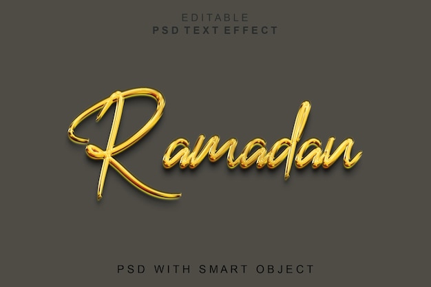 Efecto de estilo de texto 3D editable de Ramadán con plantilla de lujo