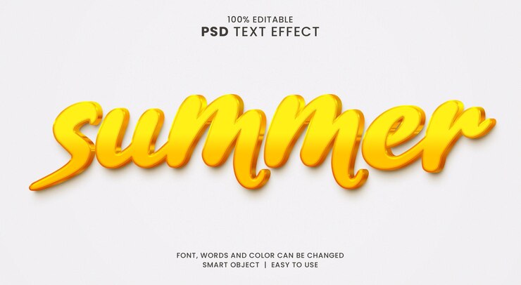 PSD efecto de estilo de texto 3d editable de verano