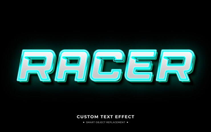 Efecto de estilo de texto 3D futurista de Racer
