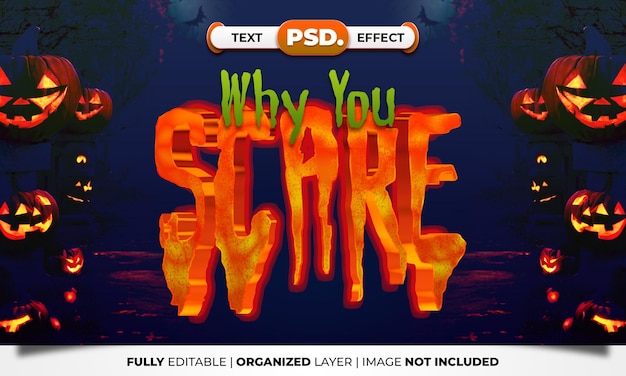 PSD el efecto de estilo de texto 3d de halloween scare