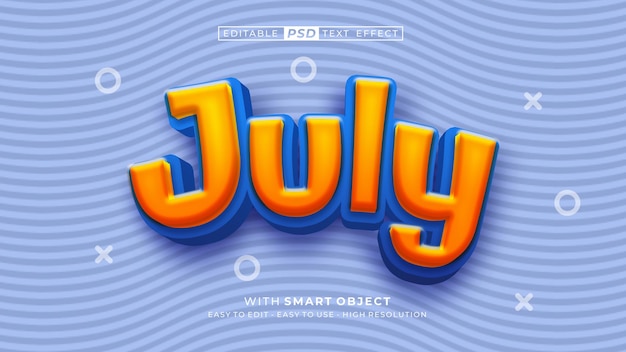 Efecto de estilo de texto 3D de julio
