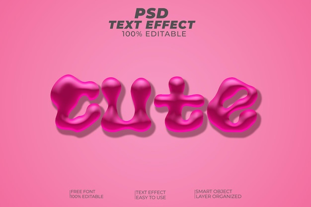 Efecto de estilo de texto 3d lindo PSD