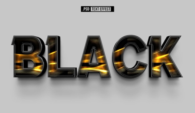 PSD efecto de estilo de texto 3d de lujo negro