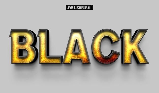 PSD efecto de estilo de texto 3d de lujo negro