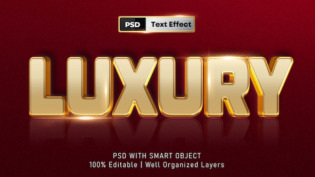 PSD efecto de estilo de texto 3d de lujo