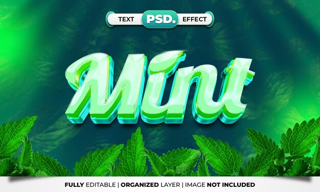 Efecto de estilo de texto 3D de menta verde
