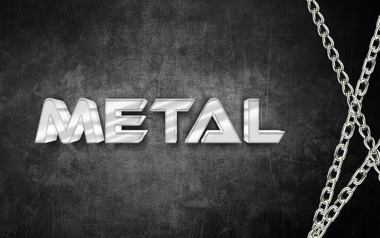 Efecto de estilo de texto 3d de metal