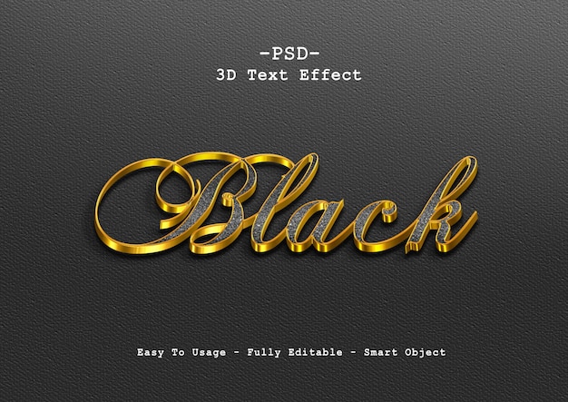 PSD efecto de estilo de texto 3d negro