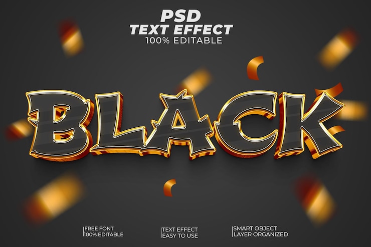 PSD efecto de estilo de texto 3d negro