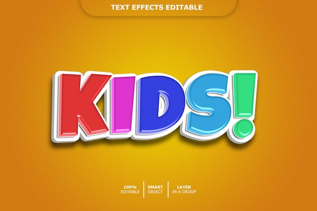 PSD efecto de estilo de texto 3d para niños