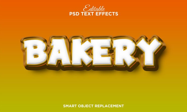 PSD efecto de estilo de texto 3d de panadería