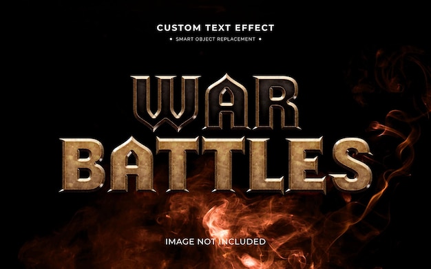 Efecto de estilo de texto 3d de película y juego de guerra