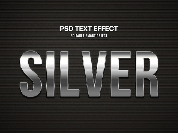 PSD efecto de estilo de texto 3d plateado