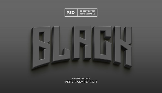 Efecto de estilo de texto 3d psd editable negro