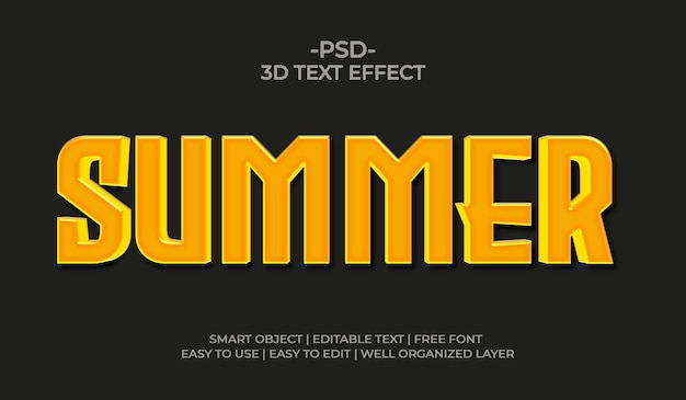 Efecto de estilo de texto 3d psd de verano 2023