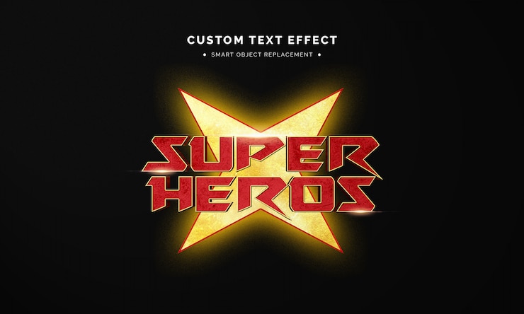 PSD efecto de estilo de texto 3d de superhéroe
