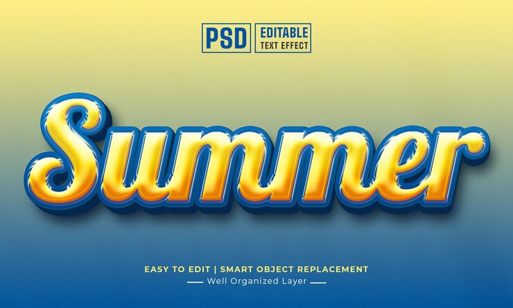 PSD efecto de estilo de texto 3d de verano