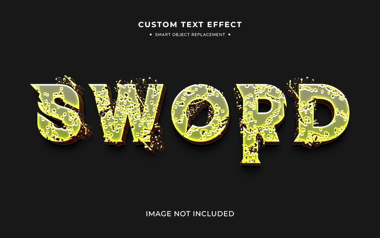 PSD efecto de estilo de texto 3d del videojuego golden sword