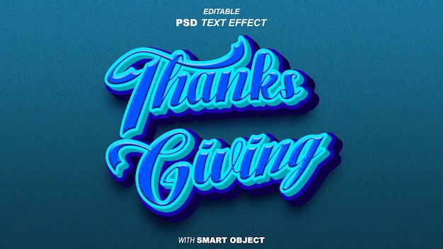 Efecto de estilo de texto de Acción de Gracias de PSD gratuito
