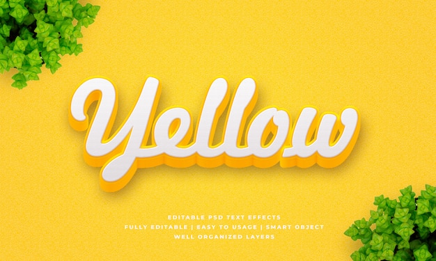 Efecto de estilo de texto amarillo 3d