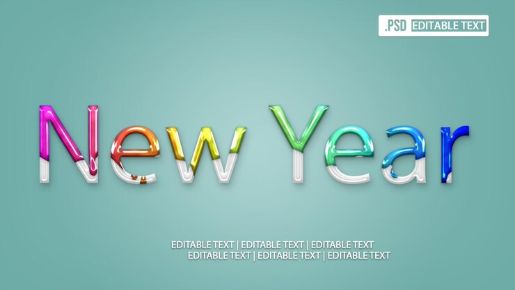 PSD efecto de estilo de texto de año nuevo