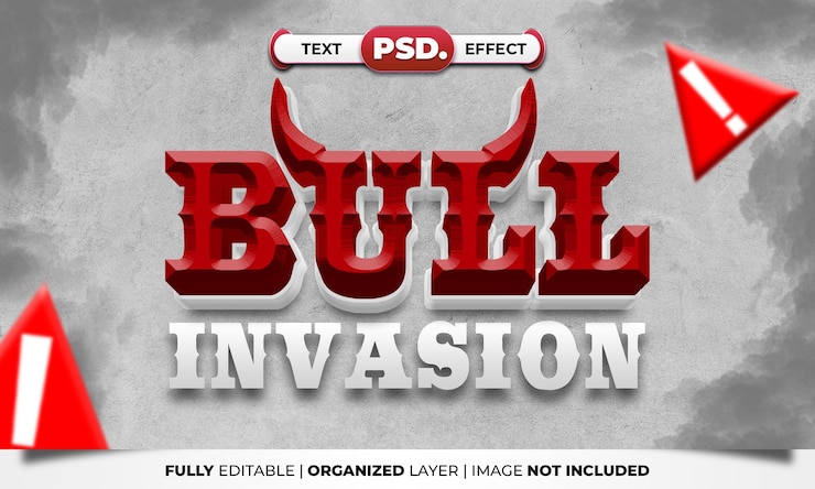 PSD efecto de estilo de texto bulll 3d