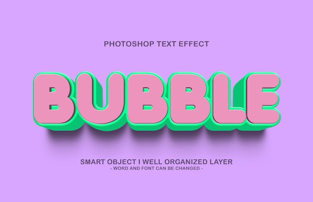 PSD efecto de estilo de texto de burbuja 3d editable