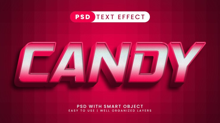PSD efecto de estilo de texto de caramelo rojo rosa