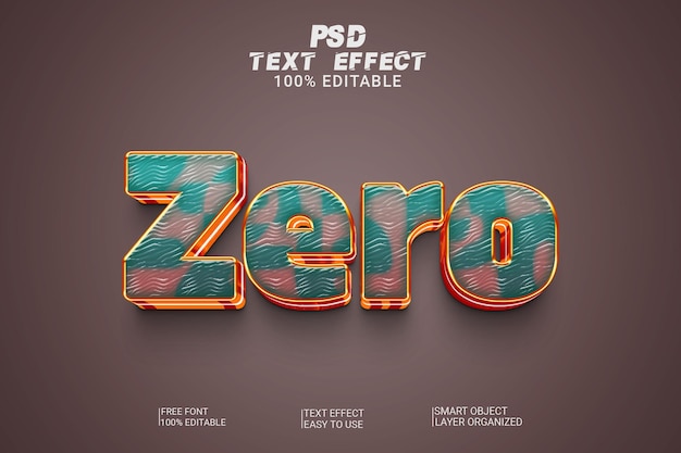 Efecto de estilo de texto cero creativo PSD