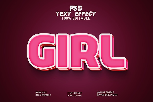 PSD efecto de estilo de texto de chica creativa psd