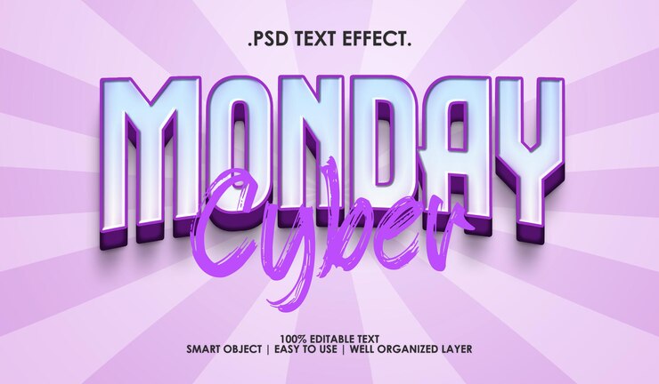 PSD efecto de estilo de texto cibernético de lunes