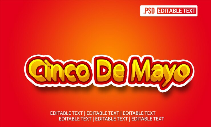 PSD efecto de estilo de texto cinco de mayo