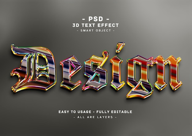 Efecto de estilo de texto de colores 3d de diseño