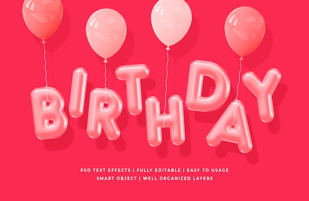 Efecto de estilo de texto de cumpleaños 3d