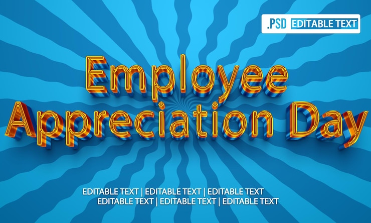 PSD efecto de estilo de texto del día de apreciación de los empleados