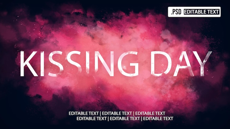 PSD efecto de estilo de texto del día del beso
