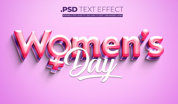 PSD efecto de estilo de texto del día de la mujer