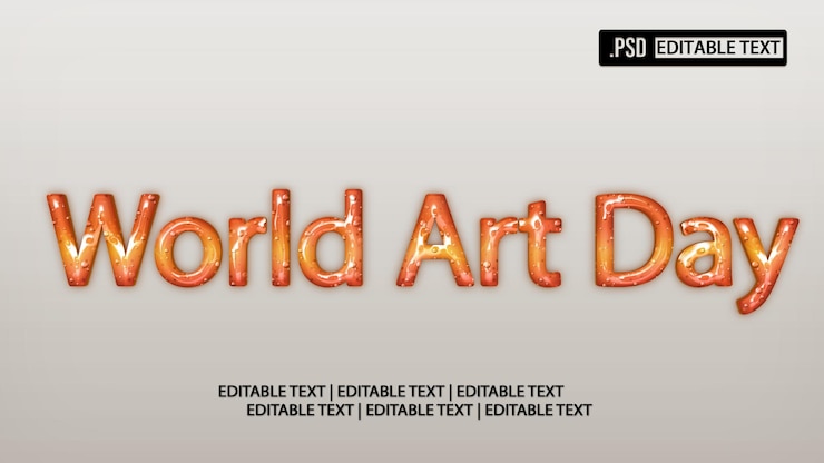 PSD efecto de estilo de texto del día mundial del arte