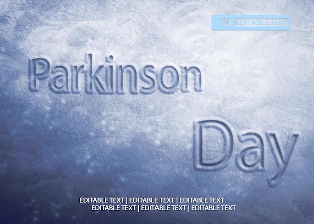 PSD efecto de estilo de texto del día de parkinson