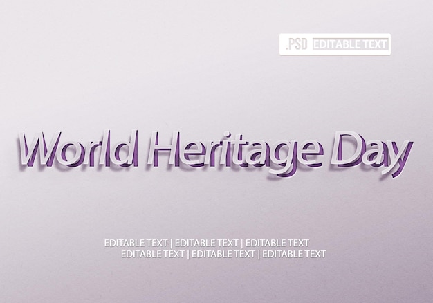 Efecto de estilo de texto del día del patrimonio mundial