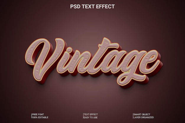 PSD efecto de estilo de texto editable en 3d antiguo