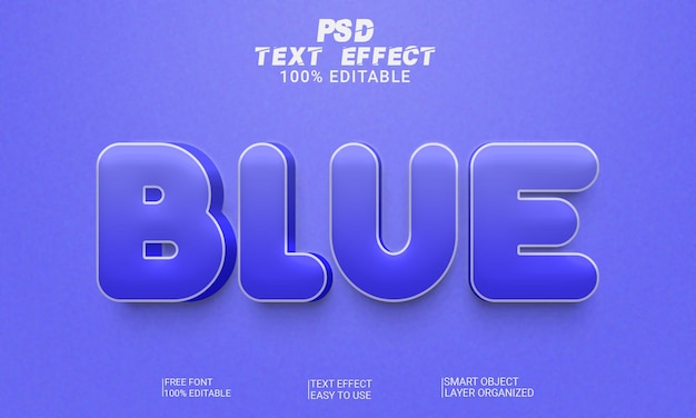 Efecto de estilo de texto editable 3D azul Archivo PSD Premium con fondo