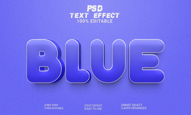 Efecto de estilo de texto editable 3d azul archivo psd premium con fondo