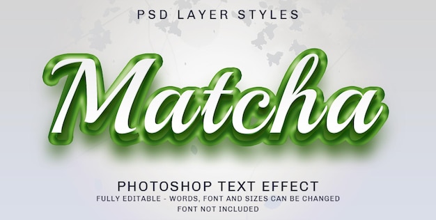 efecto de estilo de texto editable 3d matcha