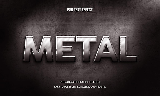 PSD efecto de estilo de texto editable 3d de metal