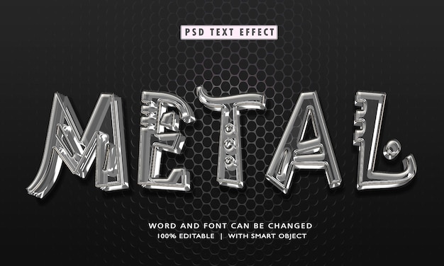PSD efecto de estilo de texto editable 3d de metal