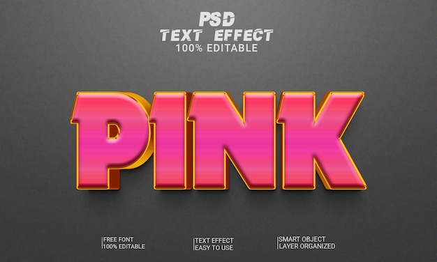 Efecto de estilo de texto editable 3d rosa archivo psd premium con fondo